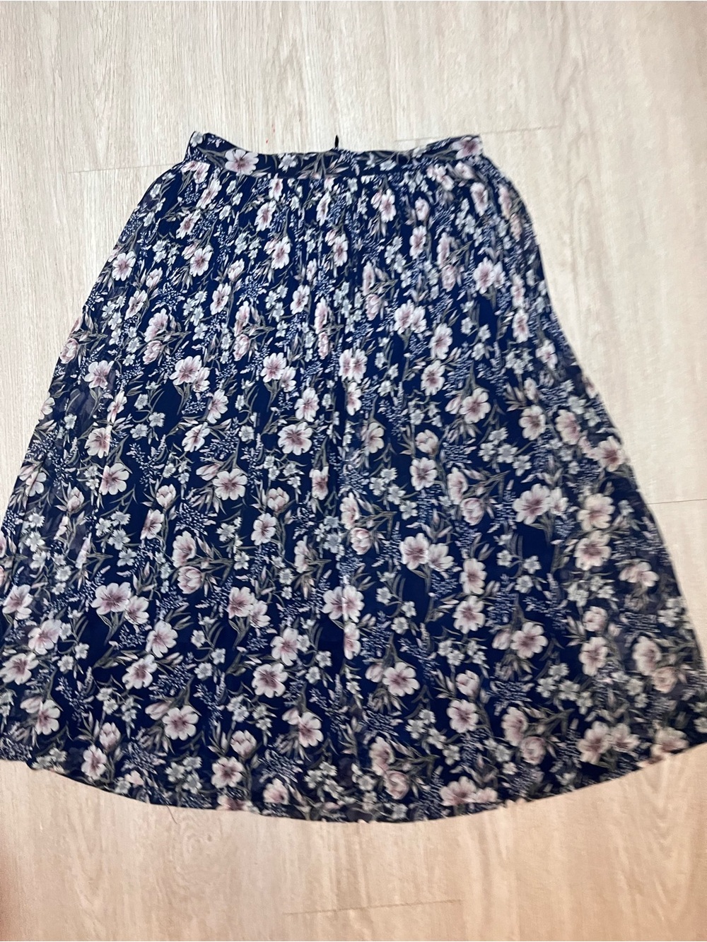 Vintage Floral Navy A-Line Women’s Skirt Size Small
